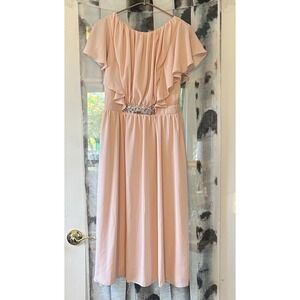 Asos Pink Bridesmaid Maxi Dress Womens Size 10 Backless Ruffle‎ Rhinestones NWT